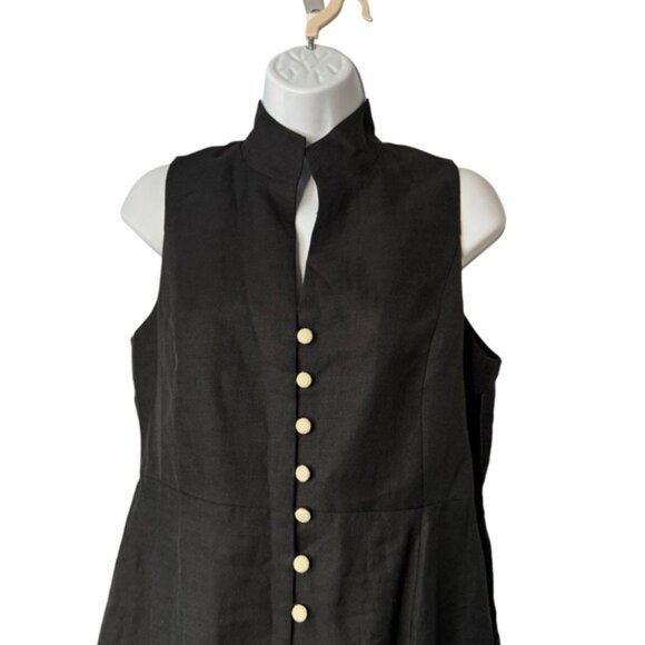 Tuckernuck NEW Black Leighton Linen Sleeveless Button Down Mini Dress Size XS - Picture 5 of 8